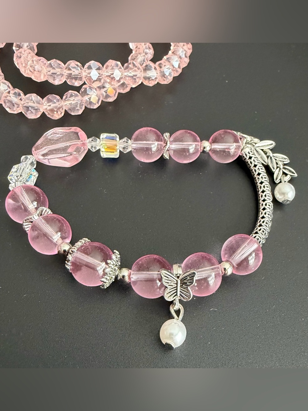 Set of 3 - “Pretty in Pink” Glass Beads - Stretch Bracelets